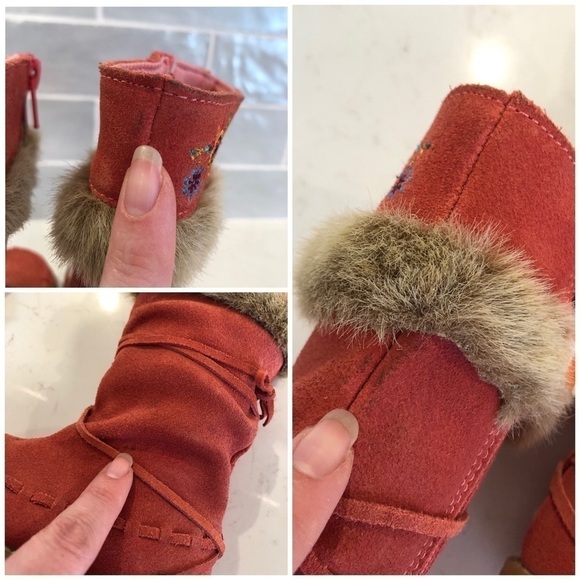 NEW Romeo Juliette Peach Cottage Leather Suede Furry Floral Embroider Tall Boots - Picture 14 of 14